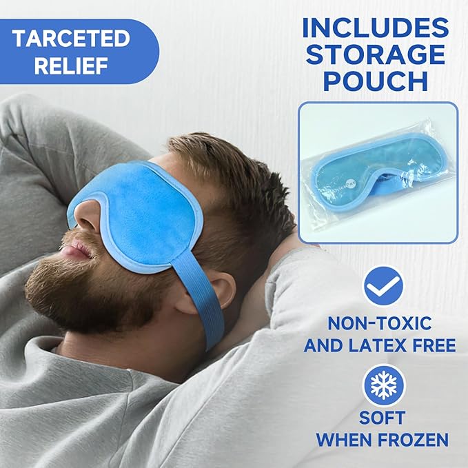 Cold Eye Mask Cooling Eye Mask for Dry Eyes, Gel Eye Mask Eye Ice Pack Reusable Cold Eye Compress for Dark Circles, Migraines, Eye Surgery, Skin Care