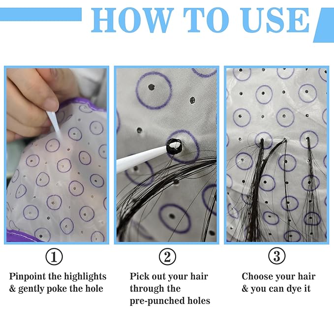 Highlight Caps for Hair, Highlight Cap with Hooks for Salon Hair Dyeing
