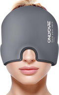 ONLYCARE Migraine Relief Cap,Soothing Migraine Mask,Upgraded Odorless Gel Ice Head Wrap, Hot and Cold Therapy, FSA or HSA Eligible Headache Ice Pack for Tension and Stress(Grey)