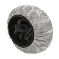YIZIJIZI Triple Layer Reusable Waterproof Shower Cap for Women Large Terry Lined Hair Cap for Long Thick Hair Travel Bath Care Grey