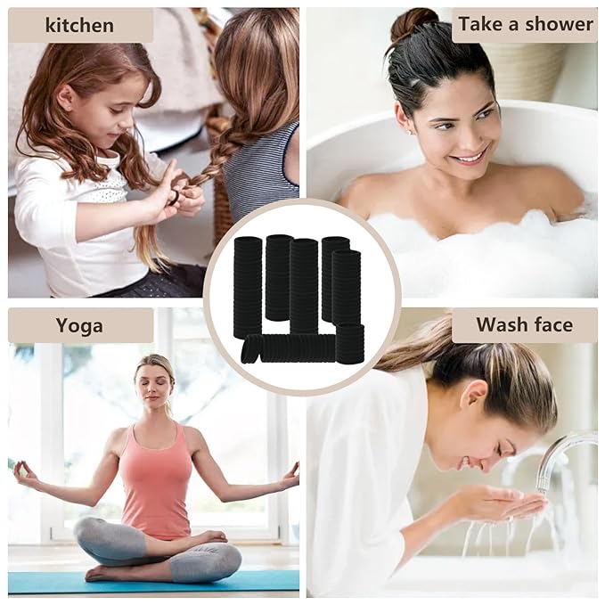 Hair Ties, 150 PCS No Damage, Hair Elastics Hair Accessories for Women Girls, Thick Seamless Hair Ties - Black