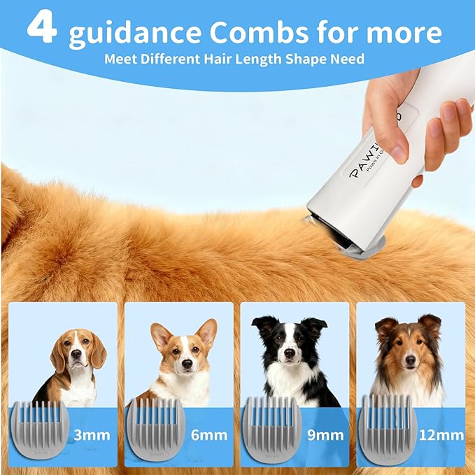 Dog Grooming Vacuum with 2L Dust Cup & 13000Pa Suction, 5-in-1 Low Noise Pet Grooming Kit with Clipper & Steam Brush for Shedding, Dog Vacuum for Dogs and Cats (Grey)