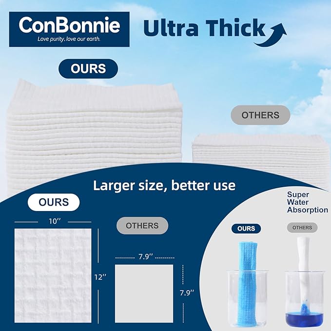 Clean Face Towels XL, Ultra Ed., 10"×12" Biobased Facial Towels, Disposable Face Towelette, Makeup Remover Dry Wipes, Thicker Textured for Skin Care, Clean Skin, 50 Count (1 Pack)