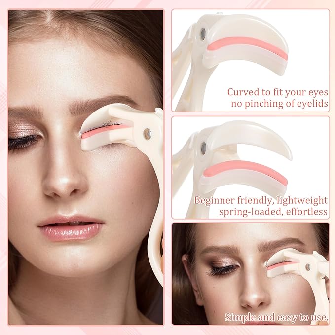 2 Style Eyelash Curlers, Plastic Eyelash Curler, Premium Cute Small Eye Lash Curler for No Pinching or Pulling Lash, Professional Makeup Tool for Eyelashes for Long Lasting (White)