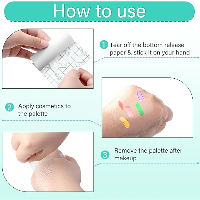 200 Pieces Makeup Hand Palette Single Use Waterproof Makeup Mixing Palette Disposable Foundation Mixing Tray Adhesive Artist Cosmetic Tape for Women(3.15 x 3.15 Inch)