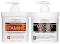Advanced Clinicals Vitamin C Brightening Cream + Manuka Honey Body Lotion & Face Moisturizer 2pc Skincare Set For Women & Men | Body Butter Creams Help Reduce Appearance Of Dark Spots & Dry Skin, 2pc
