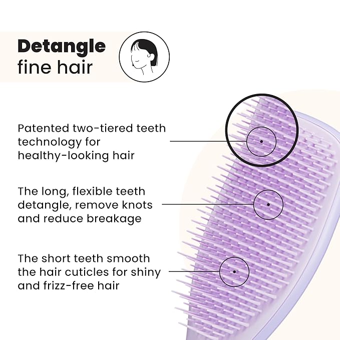 Tangle Teezer Fine Ultimate Detangler Brush, Dry & Wet Hair Brush to Detangle & Reduce Breakage for Fine Hair Types, Hypnotic Heather