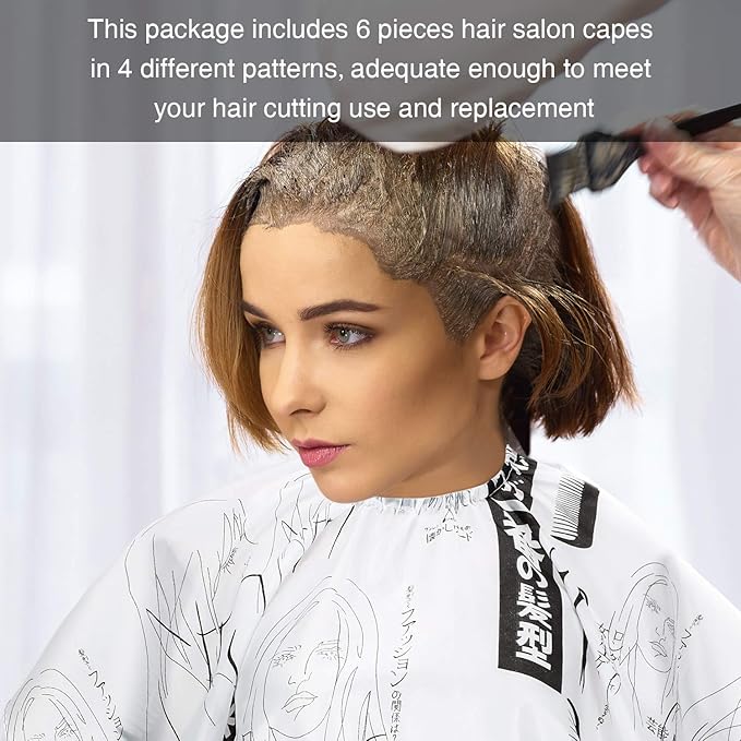 SATINIOR 4 Pcs Cape for Hair Cutting Waterproof Stylist Cape for Salon Coloring Hair, Strings & Adjustable Snap Closure