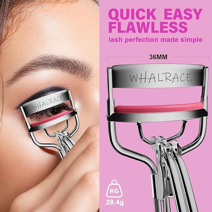 Eye Lash Curler with 6PCS Extra Replacement Pads, Superior Curling Effect Eyelash Curlers, Easy & Comfortable to Grip and Use, Perfect Gift for Her, Teenagers, Beauty Enthusiasts -Silver Purple Red