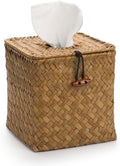 Tissue Box Cover Square, Seagrass Tissue Box Holder, Woven Facial Tissue Holder, Rattan Wicker Tissue Box, Decorative Tissue Cover for Dinner Table, Living Room, Bathroom, Bedroom, Office (Natural)