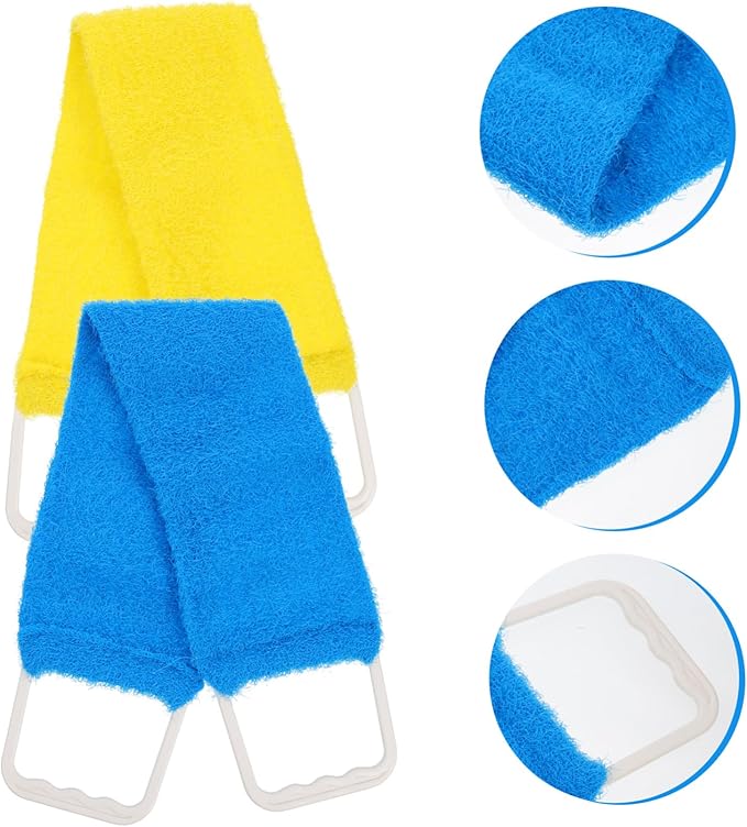 Double-Sided Bath Scrubber Strap for Men and Women Exfoliating Back Scrub Towel with Massage Texture 27.16In Long Body Scrub Belt for Shower and Spa