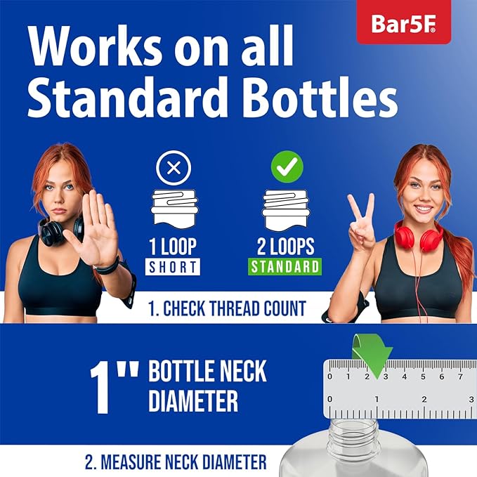 Bar5F 1-Liter Pumps for Shampoo and Conditioner Bottles for 33.8-Ounce Professional Salon Brands (White & Black)