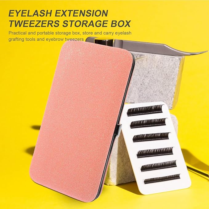 DOITOOL Eyelash Tweezers Storage Case Magnetic Closure Compact Portable Lash Tool Organizer for Travel and Daily Use