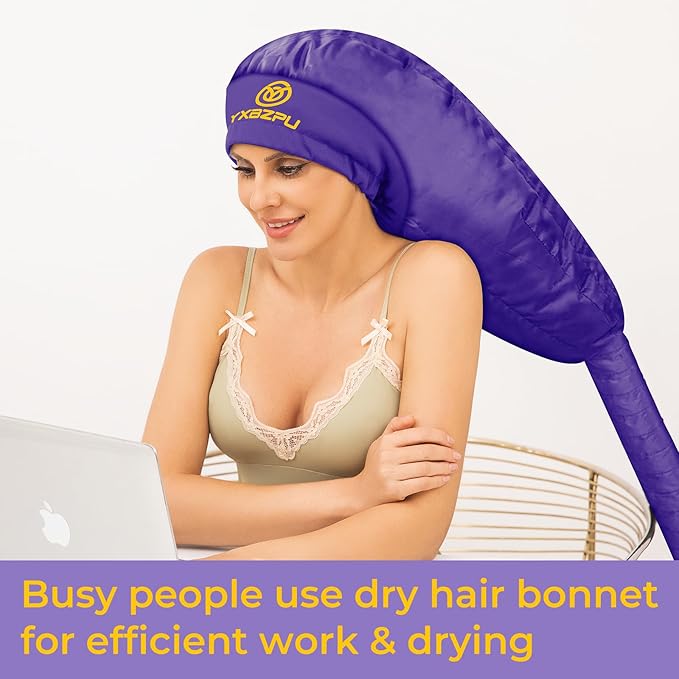 Bonnet Hair Dryer,Hooded Hair Dryer Attachment, Dryer Hooded Diffuser Cap for Curly,Speeds Up Drying Time,Safety Deep Conditioning at Home(Purple)