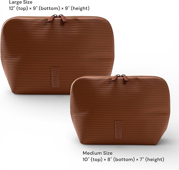 THE VERTI-Vertical Waterproof Makeup & Toiletry Bag | 23-Pocket Organizer with Upright, Fold-Down Design for Skincare, Toiletries & Essentials (Mohagany, Medium)