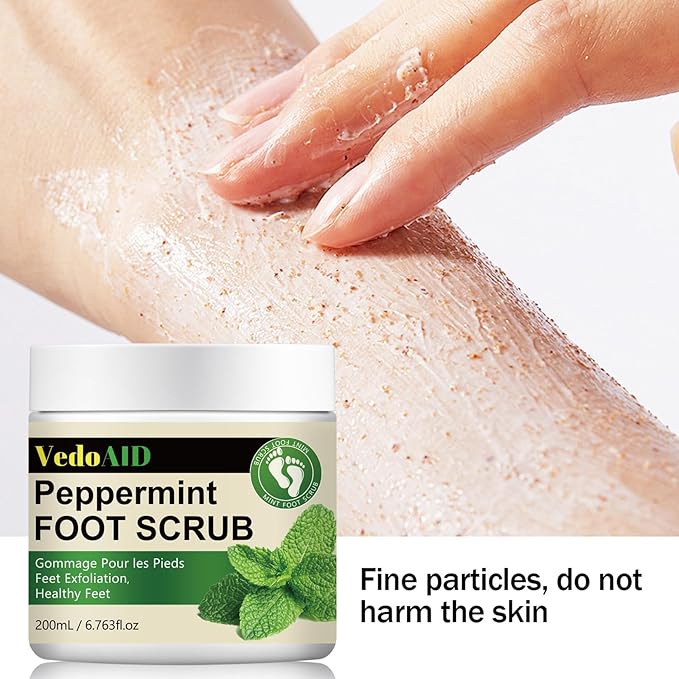 Peppermint Foot Scrub – Natural Exfoliating Cream for Dry, Cracked Feet | Soothes Tired Feet, Removes Dead Skin | Mint & Pumice Formula | 200ml