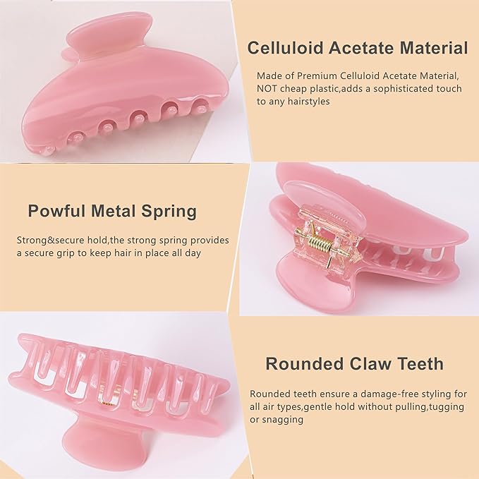 2 Pcs Small Medium Hair Claw Clips for Women Acetate Claw Hair Clips for Thin Fine Thick Hair