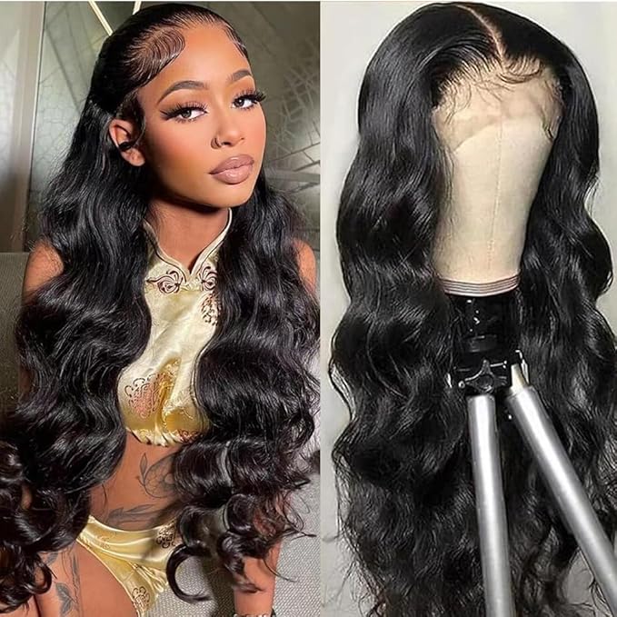 Body Wave 360 Lace Front Wigs Human Hair Pre Plucked Lace Frontal Wigs with Baby Hair for Black Women Natural Black (360 Lace Wigs, 14 Inch)