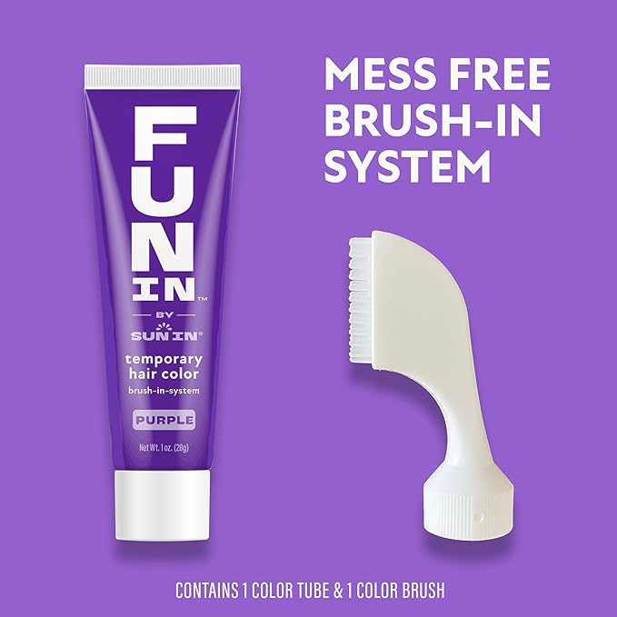 Fun In by Sun In Temporary Hair Color with Easy Brush Applicator for Kids, Teens & Adults - Washable One day color for Festivals, Events & Parties - All Hair Types