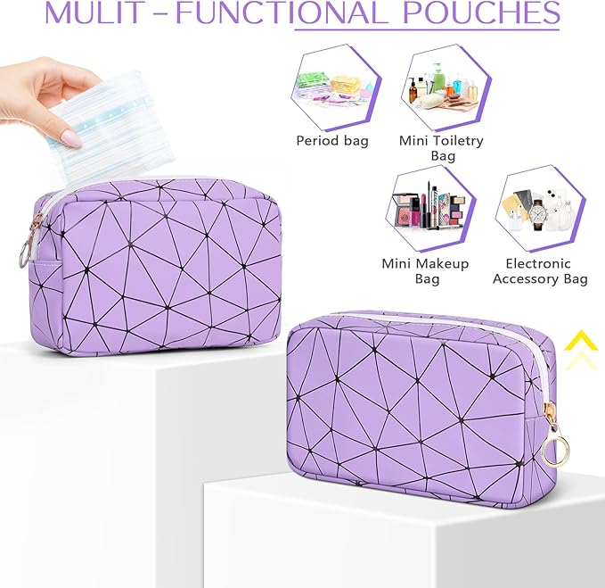 Tampon Holder for Purse, Leather Period Bag Sanitary Napkin Storage Bag for Girls Womens, Portable Feminine Emergency Pad Period Pouch(Purple)