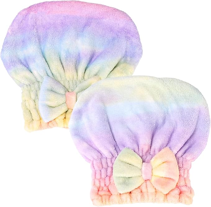New 2Pcs Super Absorbent Microfiber Hair Towel Wrap for Wet Hair - Fast Drying & Soft Hair Drying Caps for Home (2 PCS)