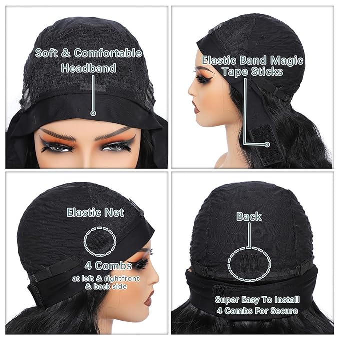 xccoco Highlight Headband Wigs for Black Women Short Brown Yaki Straight Hair Headband Wig Put On and Go Glueless Wig Natural Looking Synthetic Wig with Headband,12inch