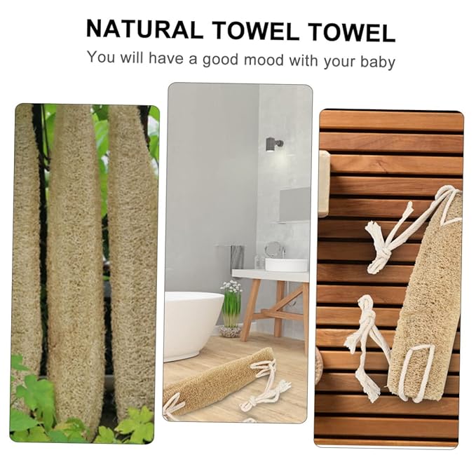 minkissy 2pcs Back Scrubber Exfoliating Band Natural Loofah Back Washer for Shower and Bath Soft Comfortable Material for Cleaning Skin and Pores Bathing Accessory for Family