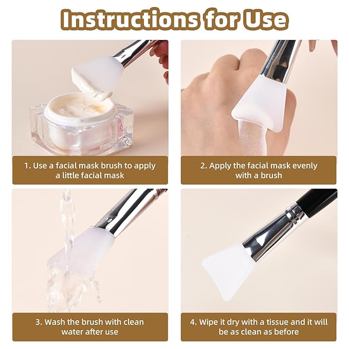LORMAY 4 Pcs Silicone Face Mask Applicator Brush for Facial Mud, Clay Mask, Modeling Mask, Jelly Mask
