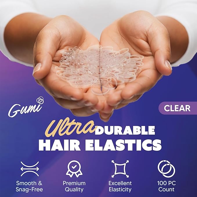 Clear Elastics 1/2 inch Hair Band Extra Small for Thick or Thin Hair
