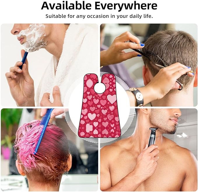 Valentine Day Print Beard Bib Apron For Men, Beard Hair Catcher For Men Shaving Trimming,Beard Cape Cloth