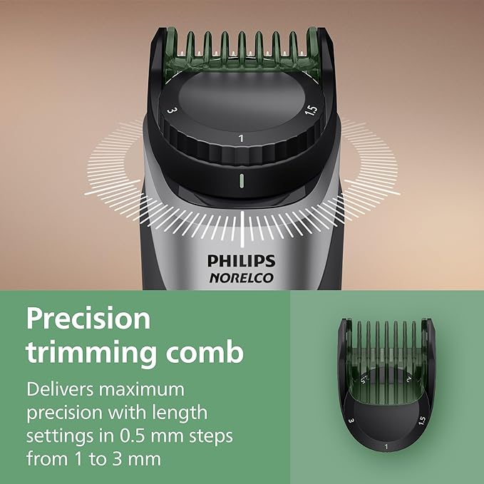 Norelco Philips All-in-One 21-Piece Trimmer 5000 Series - Electric Shaver and Clipper for Face, Beard, Hair & Body, Self-Sharpening Titanium Blades, 22 Length Settings (0.5-16 mm), MG5995/40