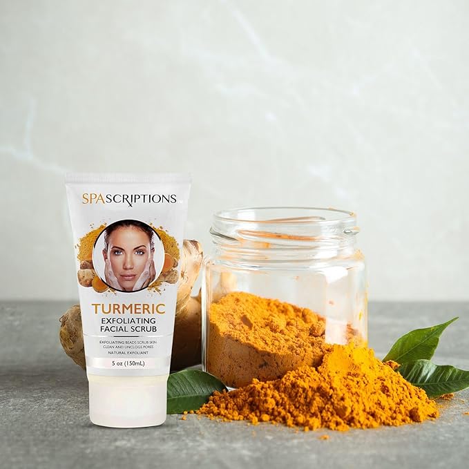 Turmeric Exfoliating Facial Scrub Natural Exfoliant to Cleanse Skin, Facial Wash - 5 Oz. Deep Cleansing and Rejuvenating