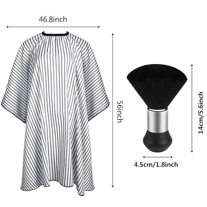 FEBSNOW Professional Hair Cutting Cape with Neck Duster Brush, Salon Barber Cape, Hair Cutting Accessories (Stripe)…