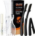 Beard Shaper Kit - Complete Shaping & Styling Tool - Transparent Adjustable Shaper, Razors, Barber Pencil - Beard Stencil Guide Template Outliner Many Styles for Perfect Line Up
