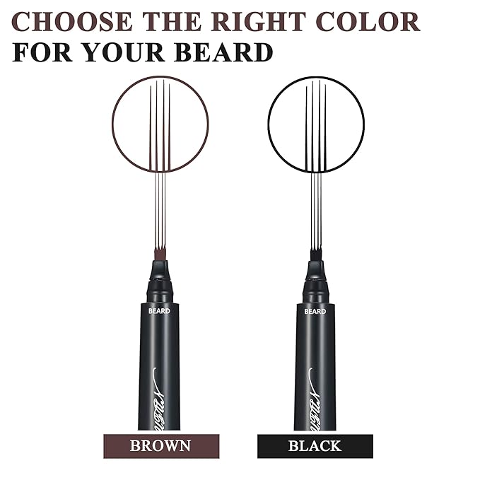 2PCS Beard Pencil Filler for Men - Sweat Proof, Water Resistance, Long Lasting & Natural Finish barber Pencil, Mustache Repair Shape(BROWN)