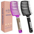 2 Pack Curved Vented Detangling Brush for Wet and Dry Hair, Paddle Styling Hair Brush for Faster Blow Drying, Detangler Brush for Women Men Curly Thick Hair