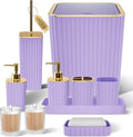 Bathroom Accessories Set - Gorgeous Bathroom Set, 10PC Purple Bathroom Accessory Set, Toilet Brush, Trash Can & Soap Dispenser