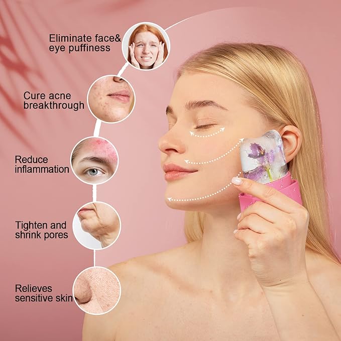Diamond ice Cube Roller - Silicone Skin Care ice Roller for face & Eye Puffiness Relief Beauty gua sha Facial Tools Massage ice Mold cryo Cube ice Roller Best Women’s Gift (Black)
