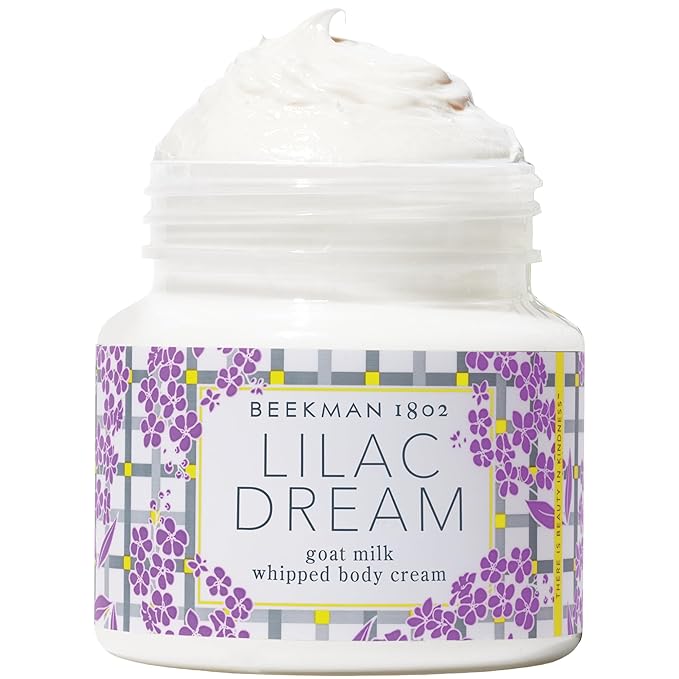 Beekman 1802 Whipped Body Cream – Rich Body Butter & Moisturizing Body Cream, Goat Milk Lotion, Shea Butter & Vitamin E, Hydrating Body Moisturizer for Dry Skin - Lilac Dream 8 oz