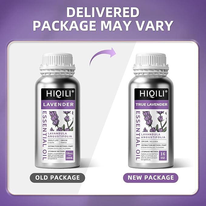 HIQILI 16 Ounces Lavender Essential Oil Pure, 100% Natural for Aromatherapy Diffuser, Skin Care, Hair, Includes Premium Dropper-16 Fl Oz