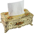Geesatis Tissue Box Cover, Rectangle Tissue Box Holder, Rectangular Napkin Facial Tissues Holder for Bathroom Toilet Bedroom Living Room Table Desk Office Dresser, 1 Pcs Golden 9.05''x4.93''x3.74''