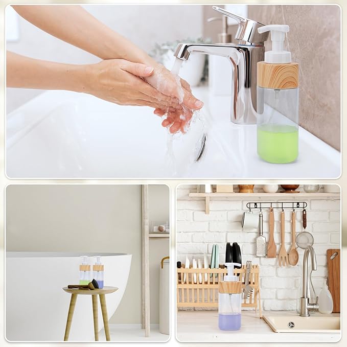 Segbeauty Foaming Hand Soap Dispenser Set, 4 Packs 16.9oz Farmhouse Decor Foaming Liquid Soap Dispenser, 500ml Empty Refillable Plastic Press Pump Bottle Container Bathroom Pump Dispensers Clear