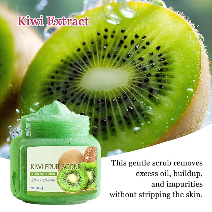 Kiwi Body Exfoliator, Deep Cleaning Exfoliating Body Scrub, Moisturizing Nourishing Salt Rose Body Scrub, 350 g