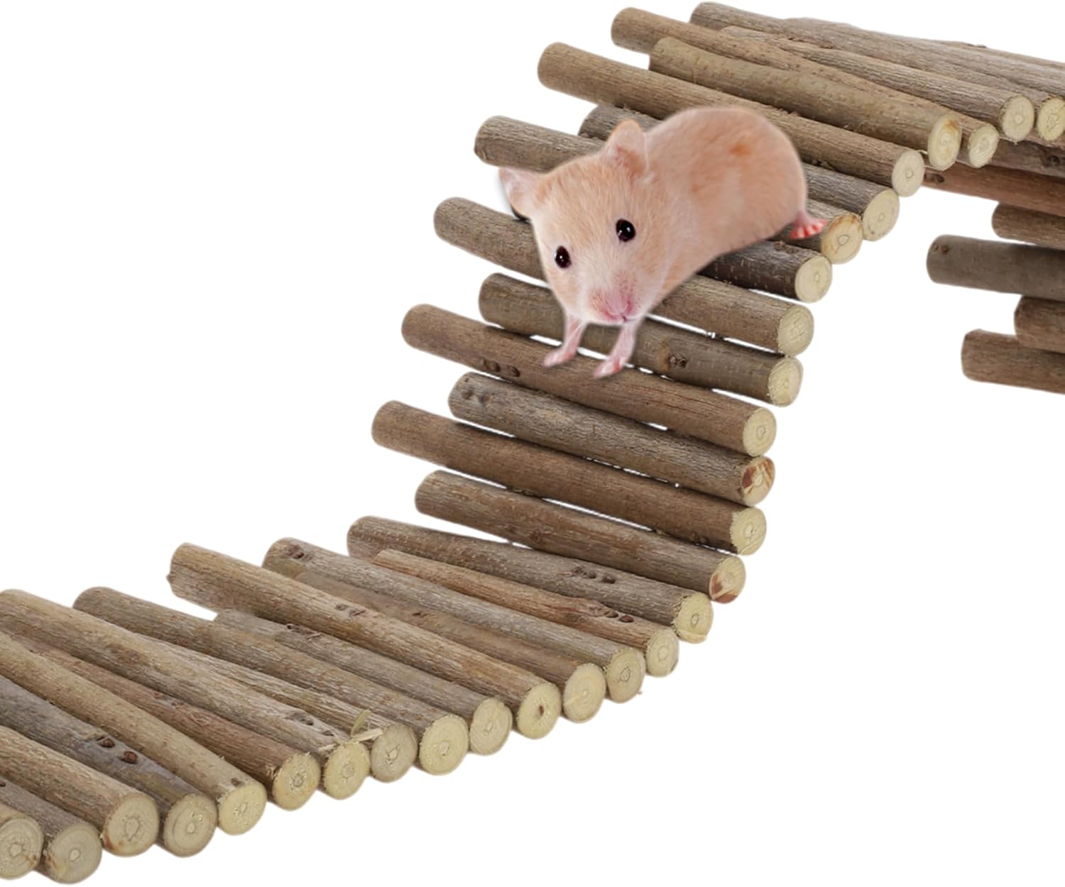 Hamster Toys, Flexible Hamster Wooden Bridge, 11.8In Hamster Fence, Hamster Cage Decor and Platforms, Hamster Cage Accessories(19.69In)