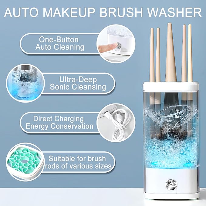 Electric Makeup Brush Cleaner, Automatic Makeup Brush Cleaning Machine, Ultimate Efficient, For All Size Makeup Brush