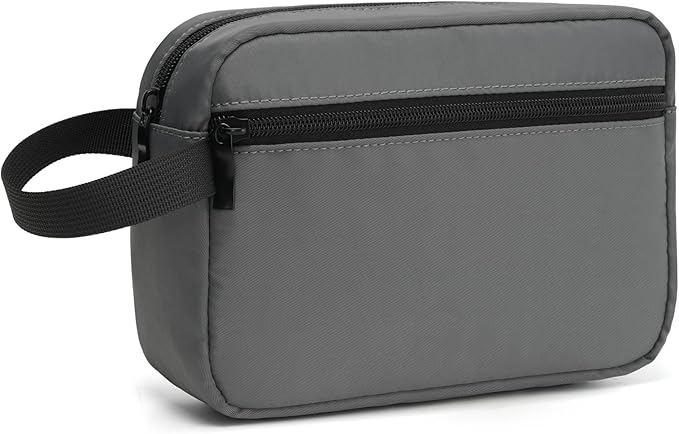 Travel Toiletry Bag, Small Cosmetic Bag, Hanging Water-Resistant Organizer for Men & Women, Ideal for Makeup, Shaving Kit, Gym Essentials & Travel Accessories (Charcoal Gray)
