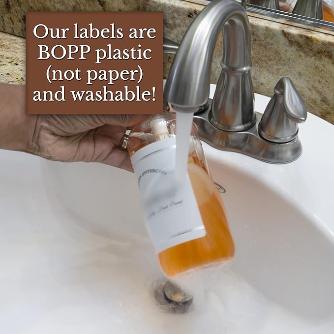 Clear Refillable Shampoo and Conditioner Bottles - Body Wash, Shampoo and Conditioner Dispenser - PET Plastic Shampoo Bottles Refillable with Pump - Waterproof Labels - 16 oz, 3 Pack (Black Plastic)