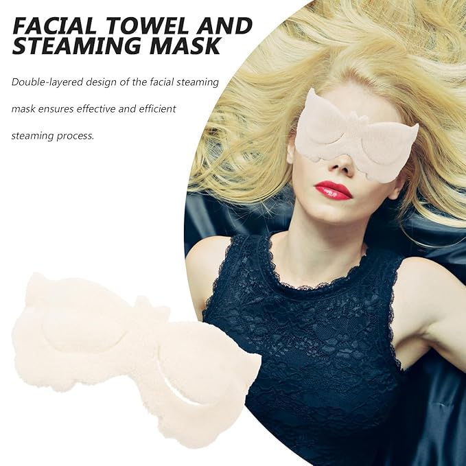 Luxshiny Thickened Hot Cold Compress Face Towel with Eye Mask Double-layer Facial Steaming Towel for Beauty and Skin Care with String for Facial Hot and Cold Therapy