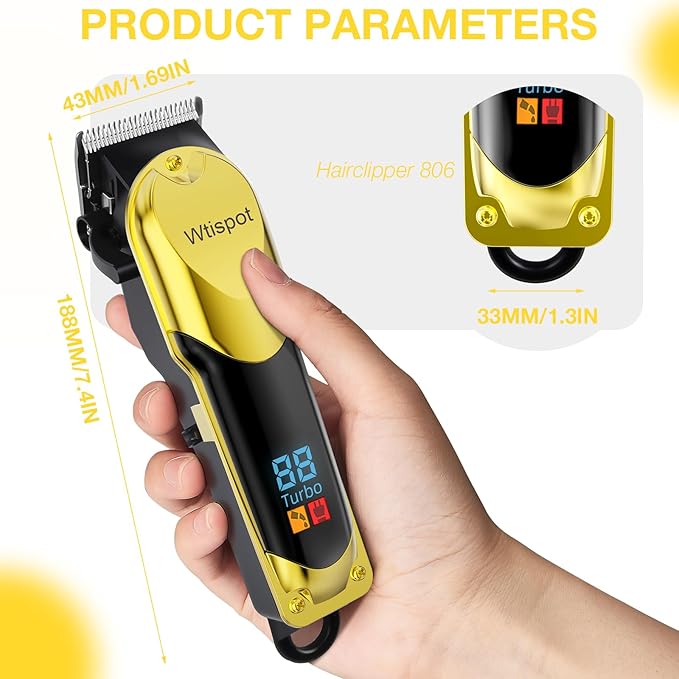 Hair Clippers Set for Men,Hair Clipper Trimmer with LED Display, Professional Cordless Hair Clipper Shaver Beard Trimmer, Hair Cutting Machine for Men, Holiday Gift for Father's Day Gift(with Apron)
