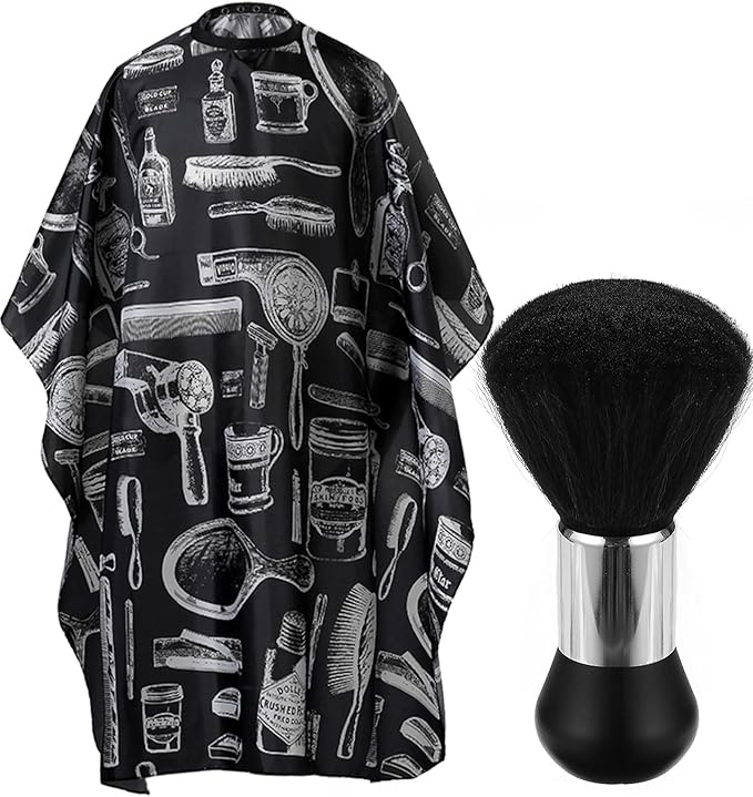 Professional Hair Cutting Cape with Neck Duster Brush, Salon Barber Cape, Hairdressing Accessories Floral Print